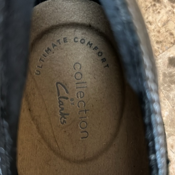 Clark’s black leather slip on shoes. - Picture 2 of 5